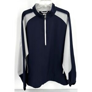 FOOTJOY 1/4 ZIP POLYESTER WINDBREAKER PULLOVER Men's Size Large Navy Blue / Grey